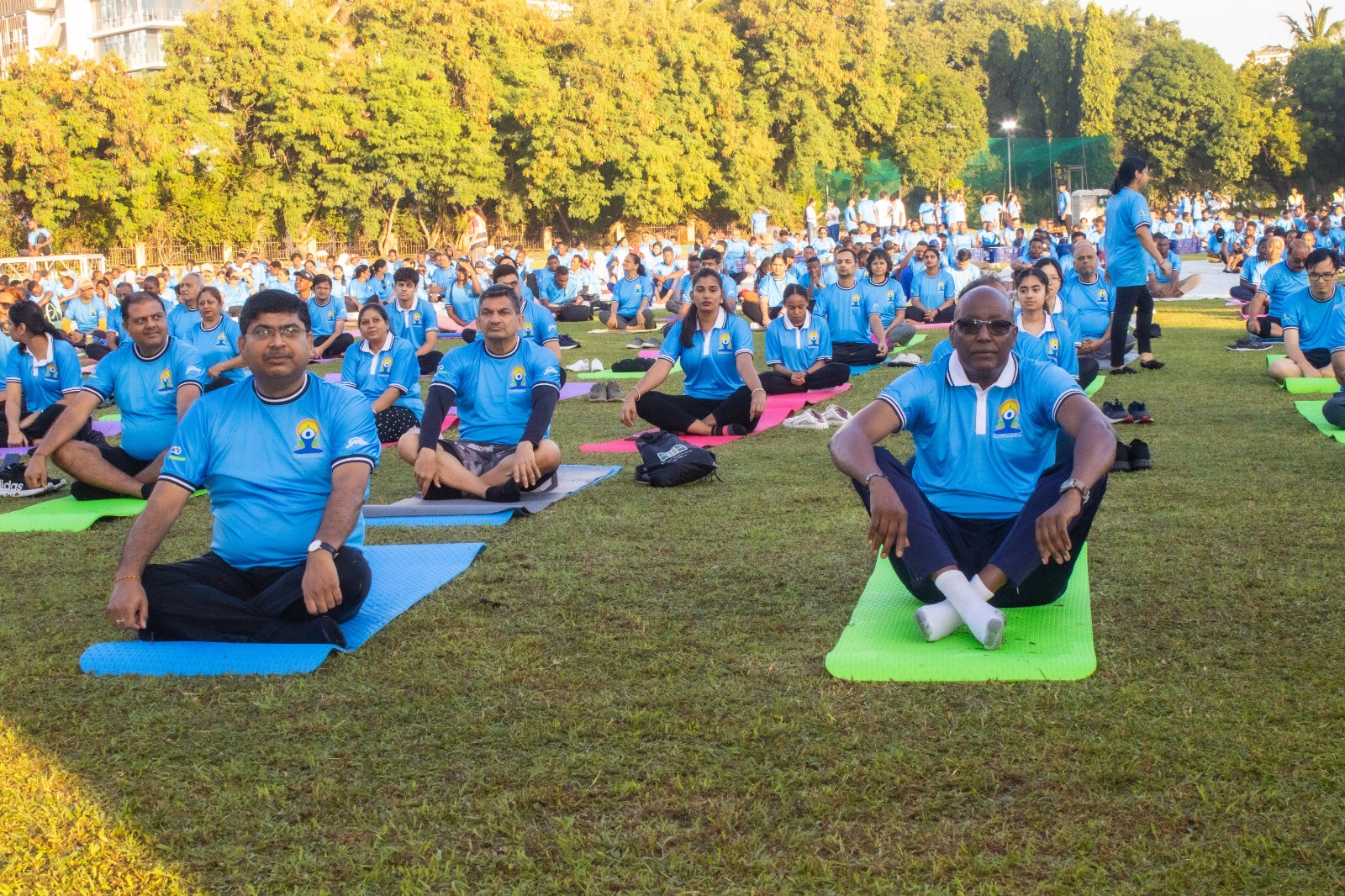 Minerals deputy minister Dr Steven Kiruswa (R, foreground) pictured in Dar es Salaam city yesterday participating in International Day of Yoga celebrations organised by the Indian High Commission in Tanzania. Left  is Bishwadip Dey