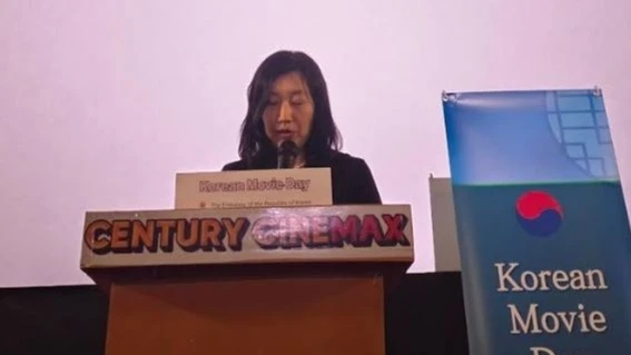 South Korean Ambassador to Tanzania, Eunju Ahn, speaks during the Korean Movie Day event aimed at promoting cultural exchange and strengthening friendship between Tanzania and South Korea.